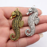 2pcs 64x29mm 2 Colors Antique Silver Color Antique Gold Color Hippocampal Charms For DIY Jewelry Making
