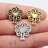 10pcs 23x20mm 3 Colors Antique Bronze Color Antique Silver Color Antique Gold Color Hollow Out Heart Tree Pendant