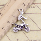 Colgantes de Color plateado Tibetano para motocicleta, abalorios de piezas, fabricación de joyas antiguas, artesanía hecha a mano, bricolaje, motocross, 29x23mm, 10 Uds.