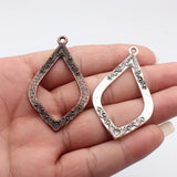 4pcs 60x35mm 2 Colors Openwork Marquise-Shaped Carved Hammered Earrings Pendant