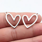 20pcs 22x20mm 5 Colors Geometric Openwork Heart Charms For DIY Jewelry Making