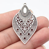 4pcs 51x30mm 2 Colors Antique Silver Color Antique Gold Color Openwork Spindle-Shaped Earrings Pendant