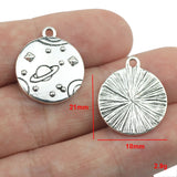 6piece/lot 18*21mm Saturn Pendants Antique Silver Plated Planet Charms DIY Necklace Supplies Jewelry Making Finding Accessories
