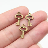 40pcs 16x9mm 2 Colors Antique Bronze Color Antique Silver Color Small Key Charms For DIY Jewelry Making