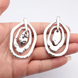 1pcs 68x44mm 2 Colors Rhodium Color Exaggerated Three-Layered Geometric Hollow Hammered Patterns Pendant