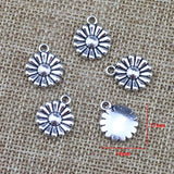 20 Pieces 14*17mm Small Flower Charm  Antique Silver Color Sun Flower Charms For DIY Neckalce Making