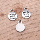 40pcs 11x8mm 2 Colors Antique Silver Color Antique Gold Color Round Made With Love Charms For DIY Jewelry Making