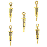 20pcs 5 Colors Doctor Nurse Syringe Charms for Key Buckle Pendants Antique Jewelry Making DIY Handmade Craft 5x24mm J499