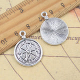 10 Uds. De dijes, guía de brújula, 27x20mm, colgantes de Color plata antigua, fabricación de joyería tibetana hecha a mano DIY