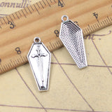 20 piezas dijes ataúd 26x11mm colgantes de Color plata antigua para hacer joyería tibetana hecha a mano DIY