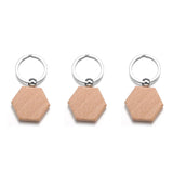 2Pcs 6 Styles Mixed Blank Wooden Keychain Rectangular Round Heart Shape Wood Key Chain Key Ring V198