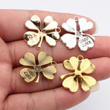 5pcs 28x26mm Kc Gold Color Good Luck Four-Leaf Clover Charms For DIY Jewelry Making