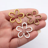 10pcs 34x33mm 3 Colors Antique Bronze Color Antique Silver Color Antique Gold Color Hollow Flowers Charms