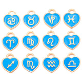 12 PCS/Lot 14x14mm 12 Constellation Charms Pendant Heart Enamel Charms Bracelet For Jewelry Making Handmade Craft Accessories