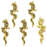 10pcs 6 Colors snake Sword Charms Pendant Retro Necklace Bracelet Metal Accessories DIY Charms Jewelry Craft Making 13X39mm M104