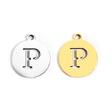5pcs Stainless Steel Necklace Fashion Gold Color Initial Charms Metal Round A To Z Letters For Women Single Name Jewelry Gifts