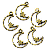 25pcs 5 colors alloy Hollow moon Charm Star Pendant For DIY Necklace Bracelet Earrings Jewelry Crafts Making Accessories