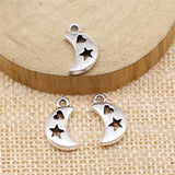 10pcs 9x17mm 2 Colors Antique Bronze Color Antique Silver Color Moon Stars Heart Charms For DIY Jewelry Making