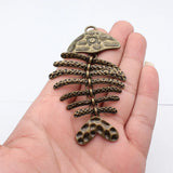 1pcs 103x55mm 2 Colors Antique Bronze Color Antique Copper Color Fish Bone Charms For DIY Jewelry Making