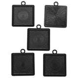 5pcs 6Color square Necklace Charm DIY Setting Cabochon Cameo Base Tray Bezel Blank Fit 25mm Cabochons Jewelry Making 36*31mm C47