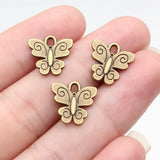 20pcs 13x13mm 2 Colors Antique Bronze Color Antique Silver Color Butterfly Charms For DIY Jewelry Making