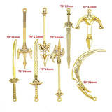 Ancient gold 10PCS 16 Styles Mixed Alloy Charms Knight Sword Knife Gun Bow Weapons Pendant For DIY Handmade Jewelry Material