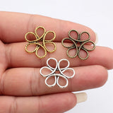 10pcs 25x23mm 3 Colors Antique Bronze Color Antique Silver Color Antique Gold Color Hollow Flower Pattern Charms