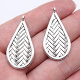 10pcs 17x20mm/36x18mm Antique Silver Color Double-Sided Bamboo Pattern Charms For DIY Jewelry Making