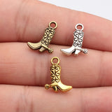 20pcs 16x12mm 3 Colors Antique Bronze Color Antique Silver Color Antique Gold Color Cowboy Boot Charms