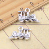 10 Uds. De dijes de tren, locomotora, motor ferroviario, 14x18x5mm, colgantes de Color plata antigua, fabricación de joyería tibetana hecha a mano DIY
