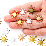 20pcs 5 colors alloy sun Charm Hollow Pendant For DIY Necklace Bracelet Earrings Jewelry Crafts Making Accessories 19*16mm L224