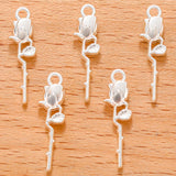 20pcs 7 Color rose Charm for Bracelet Necklace earring Pendant  DIY Handmade Jewelry Accessories 7*24mm Q1165