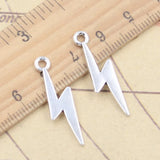 Dijes de 20 piezas con destellos, colgantes de Color plateado tibetano, fabricación de joyas antiguas, artesanía hecha a mano DIY, 28x7mm