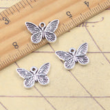 20 piezas dijes de mariposa 11x16mm colgantes de Color plata antigua para hacer joyería tibetana hecha a mano DIY
