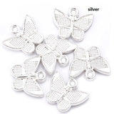30pcs 6 colors Butterfly Charms Zinc alloy Accessories Parts Pendants for DIY Earrings Bracelet Necklace Jewelry Making13*11mm
