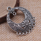 4pcs 36x29mm Antique Silver Color Round Earring Connector Pendant For DIY Jewelry Making Handmade Jewelry Findings