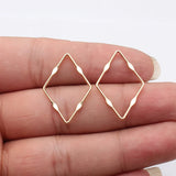 40pcs 30x20mm Kc Gold Color Rhodium Color Embossed Openwork Rhombus Geometric Charms For DIY Jewelry Making