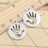 Colgantes de plata tibetana de 23x20mm para mujer, amuletos de amor Maternal, madre, palma, mano de bebé, fabricación de joyas antiguas, manualidades hechas a mano, 10 piezas
