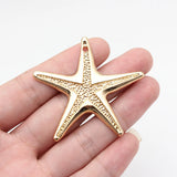 2pcs 53x50mm 2 Colors Antique Silver Color Kc Gold Color Starfish Charms For DIY Jewelry Making