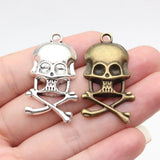 5pcs 37x21mm 2 Colors Antique Bronze Color Antique Silver Color Skull Charms For DIY Jewelry Making