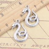 10 Uds. De dijes de serpiente de 27x17mm, colgantes de Color plata tibetana, fabricación de joyería antigua, artesanía hecha a mano DIY
