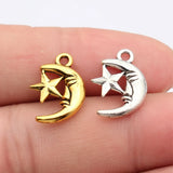 20pcs 18x13mm 2 Colors Antique Silver Color Antique Gold Color Moon And Star Charms For DIY Jewelry Making