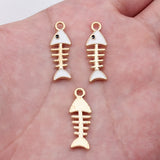 10pcs 24x8.4mm 2 Colors White Color Black Color Fish Bone Charms For DIY Jewelry Making