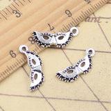 Dijes de 20 piezas para mascarilla de fiesta, colgantes de Mardi Gras, Color plateado tibetano, fabricación de joyas antiguas, artesanía hecha a mano, 20x9mm