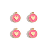 10pcs 3 styles Enamel heart-shaped Charm for Earring Keychain Necklace Pendant DIY Jewelry Accessories 14*12mm W489