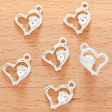 30pcs 7 Colors heart shaped Charm for Necklace Keyring Pendant DIY Handmade Jewelry Accessories 14*15mm A145