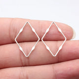 40pcs 30x20mm Kc Gold Color Rhodium Color Embossed Openwork Rhombus Geometric Charms For DIY Jewelry Making