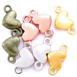 50pcs 4colors Heart Charms Zinc alloy Accessories Parts Connectors Pendants for DIY Bracelet Necklace Jewelry Making 10*5mm