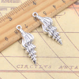 10 Uds. De dijes de concha de vieira, 37x14x7mm, colgantes de Color plata antigua, fabricación de joyería tibetana hecha a mano DIY