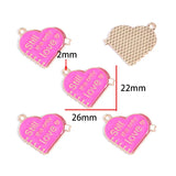 20-Piece Heart-Shaped Pink Valentine's Day Alloy Enamel Pendant DIY Necklace Bracelet Charms Jewelry Making Accessories W627